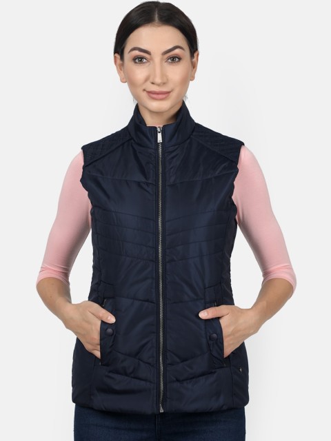

Monte Carlo Women Navy Blue Solid Padded Jacket
