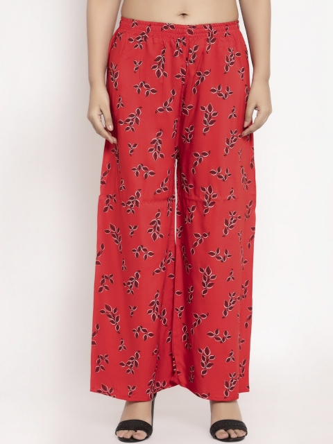 

KLOTTHE Women Red Printed Straight Palazzos