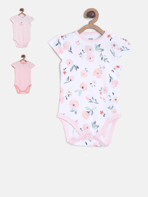 

MINI KLUB Newborn Girls Pack Of 3 Printed Bodysuits, Pink