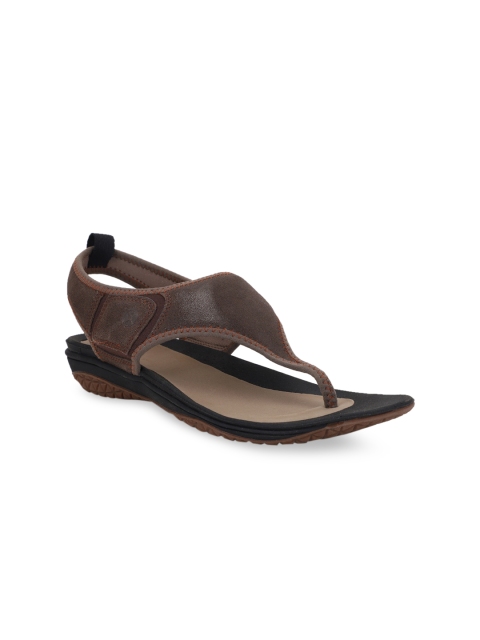 

Hush Puppies Women Brown Solid Leather Open Toe Flats