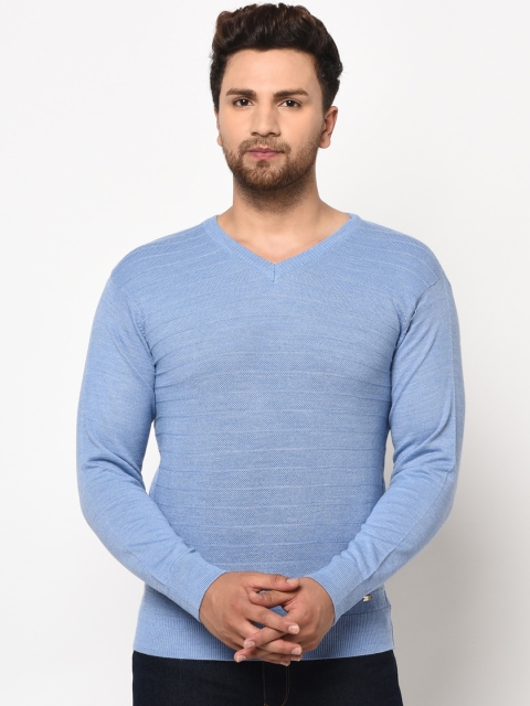

98 Degree North Men Blue Solid Pullover Sweater