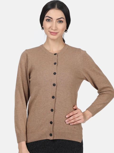 

Monte Carlo Women Beige Ribbed Cardigan Sweater