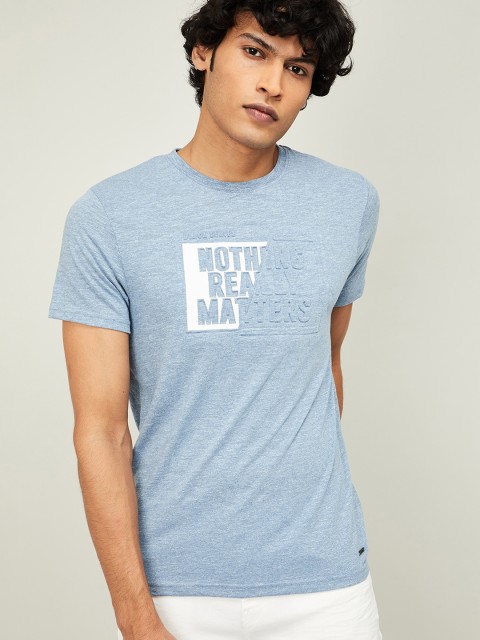 

Bossini Men Blue Printed Round Neck T-shirt