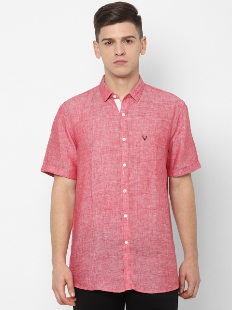 

Allen Solly Men Pink Regular Fit Solid Pure Linen Casual Shirt