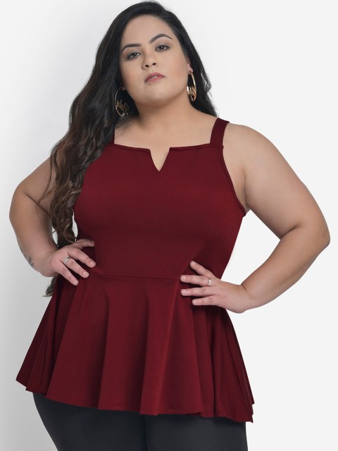 

Martini Women Maroon Solid Cinched Waist Top
