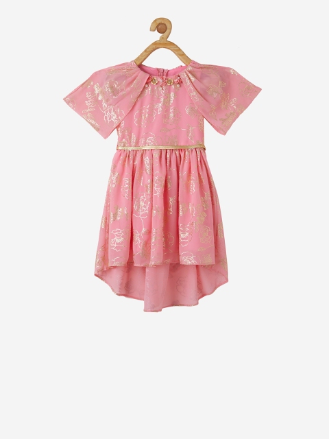 

VITAMINS Girls Pink Floral Printed Fit and Flare Dress
