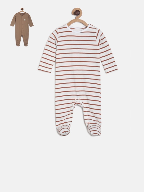 

MINI KLUB Infant Boys Pack of 2 Brown & White Patterned Sleep Suit
