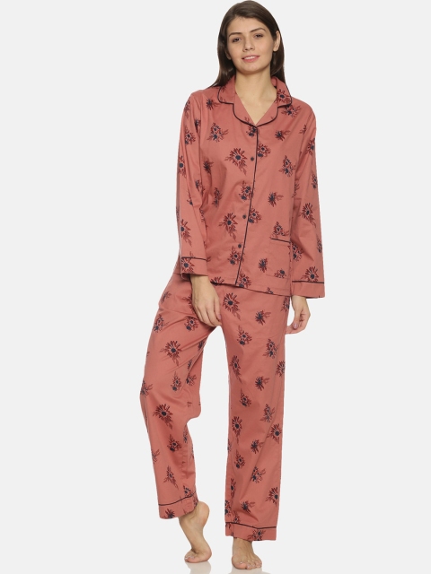 

Bene Kleed Women Pink Printed Night Suit With Anti Bacterial Finish