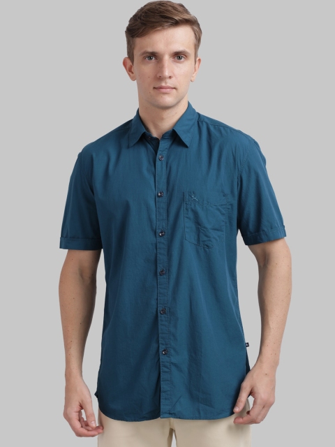 

Parx Men Teal Blue Regular Fit Solid Casual Shirt