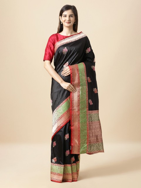 

Taneira Black Pure Silk Woven Design Banarasi Sustainable Saree