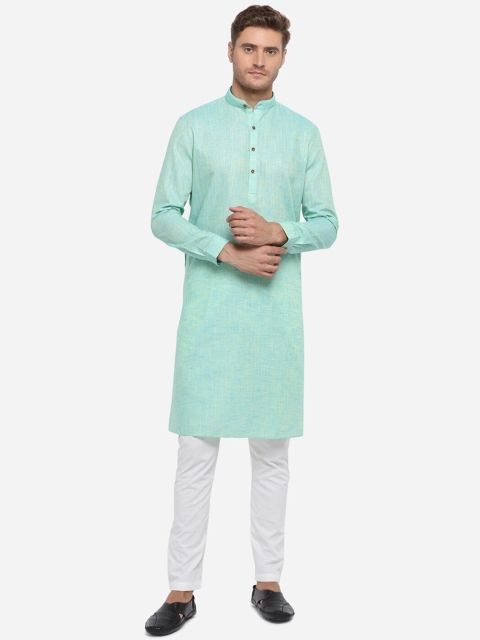 

JADE BLUE Men Sea Green Solid Straight Modi Kurta