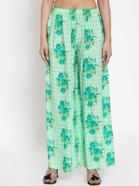 

NEUDIS Women Green Printed Wide Leg Palazzos