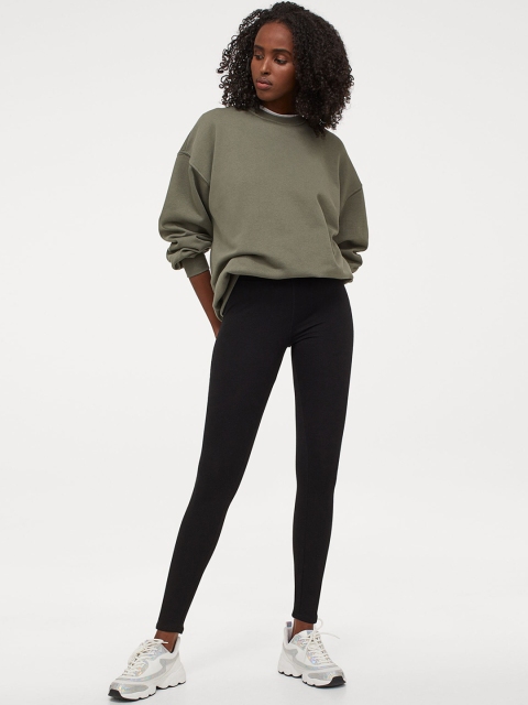 

H&M Women Black Cotton Leggings