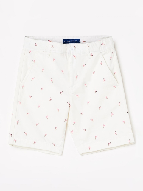 

Fame Forever by Lifestyle Boys Cream-Coloured Printed Slim Fit Regular Shorts