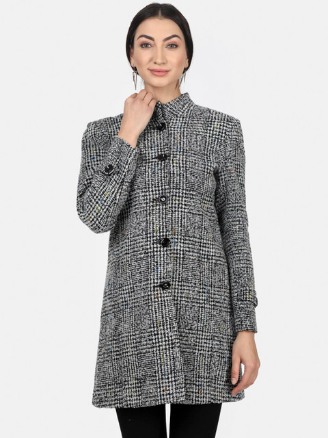 

Monte Carlo Women Black & Grey Checked Overcoat