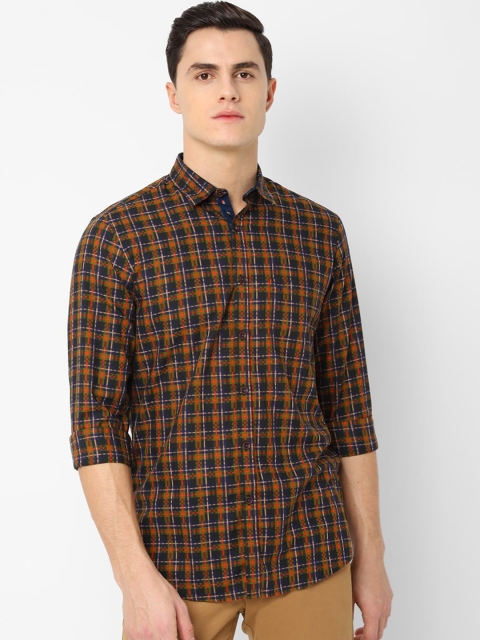 

Allen Solly Men Black & Brown Slim Fit Checked Casual Shirt