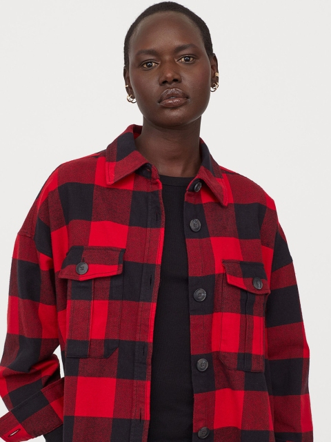 

H&M Women Red Checked Cotton Flannel Shirt