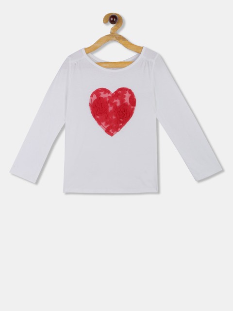 

The Childrens Place Girls White Self Design Top