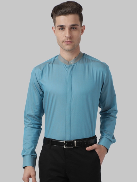 

Park Avenue Men Blue & Grey Regular Fit Self Design Formal Shirt