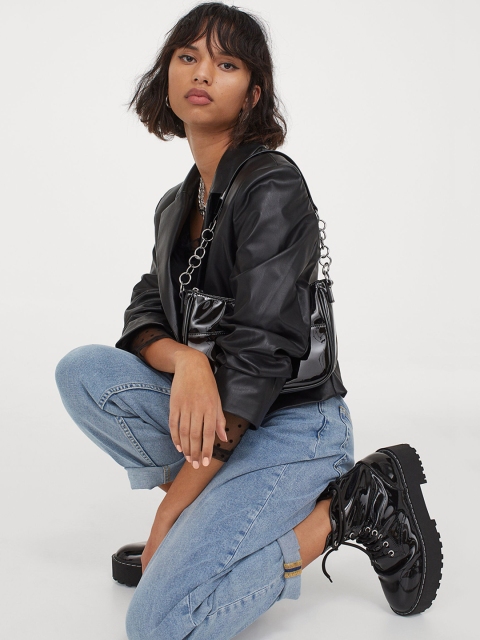 

H&M Women Black Short Jacket