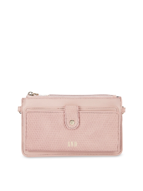 

AND Peach-Coloured Solid Sling Bag