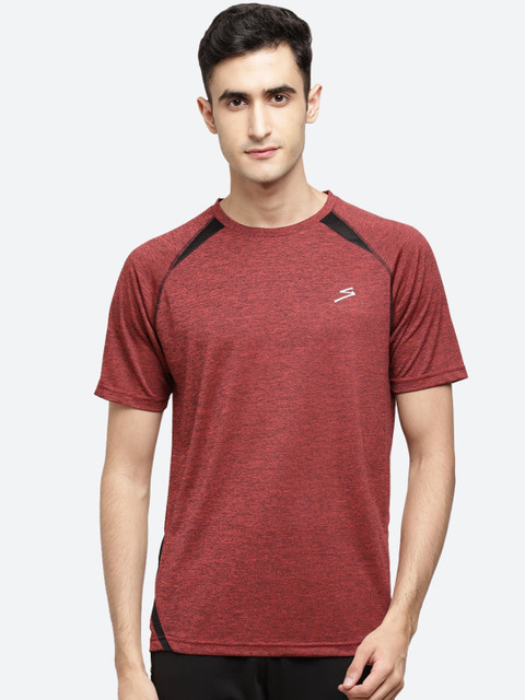 

SG Men Red Self Design Round Neck T-shirt