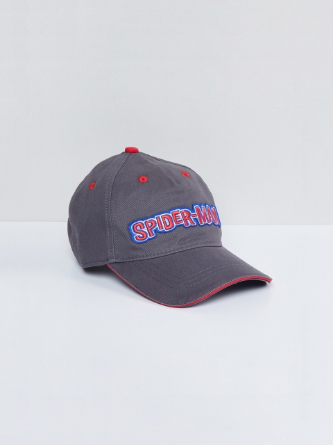 

max Women Charcoal Grey & Red Embroidered Visor Cap