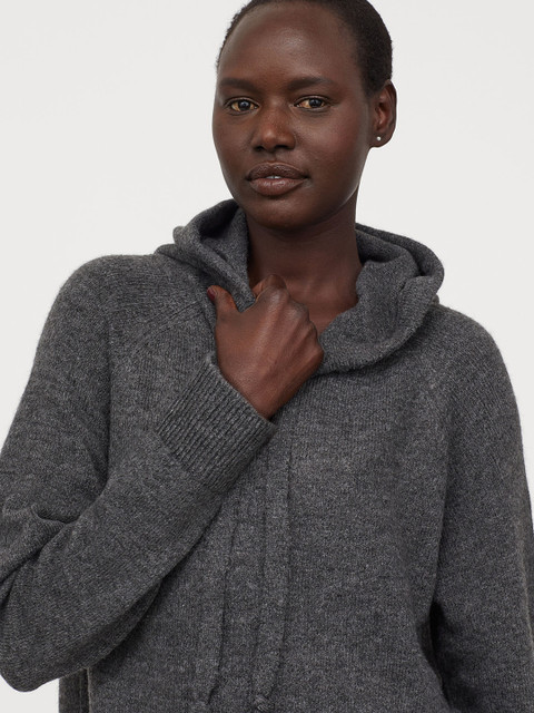 

H&M Women Grey Fine-Knit Hoodie