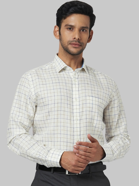 

Park Avenue Men White Regular Fit Checked Casual Shirt