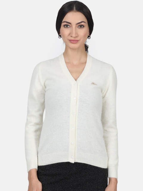 

Monte Carlo Women Cream-Coloured Solid Cardigan Sweater