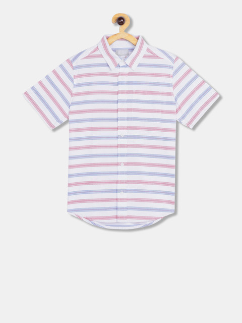 

The Childrens Place Boys White & Pink Regular Fit Striped Casual Shirt