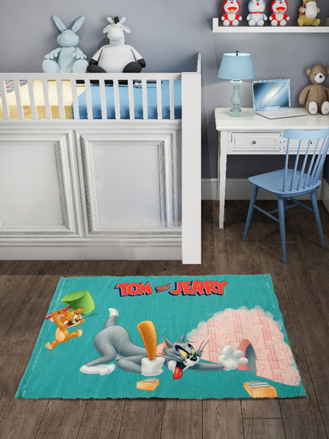 

Saral Home Turquoise Blue & Red Tom & Jerry Multipurpose Polyester Printed Rug