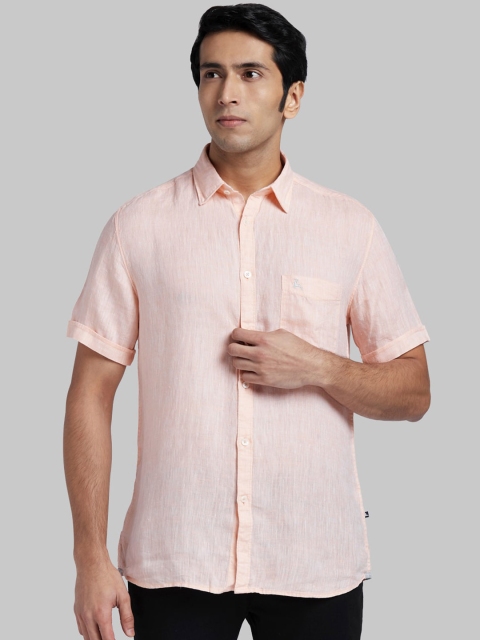 

Parx Men Peach-Coloured Regular Fit Solid Casual Shirt