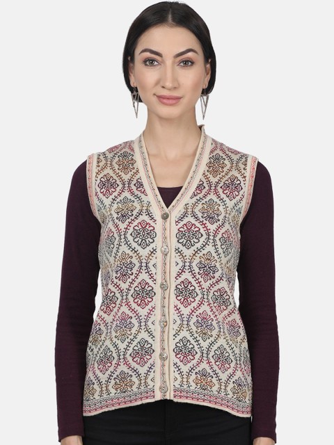 

Monte Carlo Women Beige Self Design Cardigan Sweater