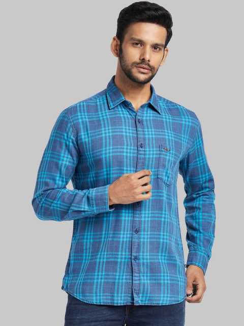

Parx Men Blue Regular Fit Checked Casual Shirt