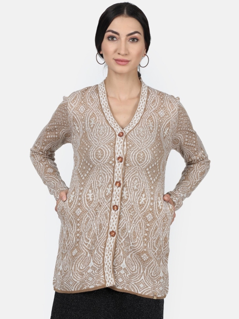 

Monte Carlo Women Brown Self Design Cardigan Sweater
