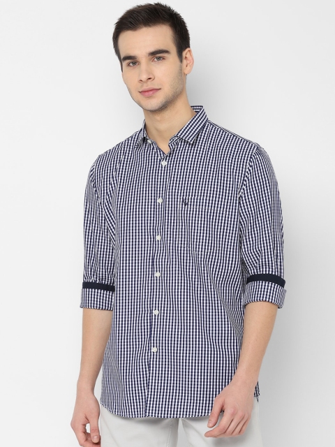 

Allen Solly Men Navy Blue & White Slim Fit Checked Casual Shirt