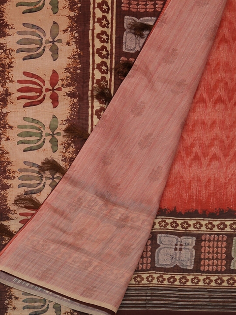 

Pothys Peach-Coloured Printed Saree