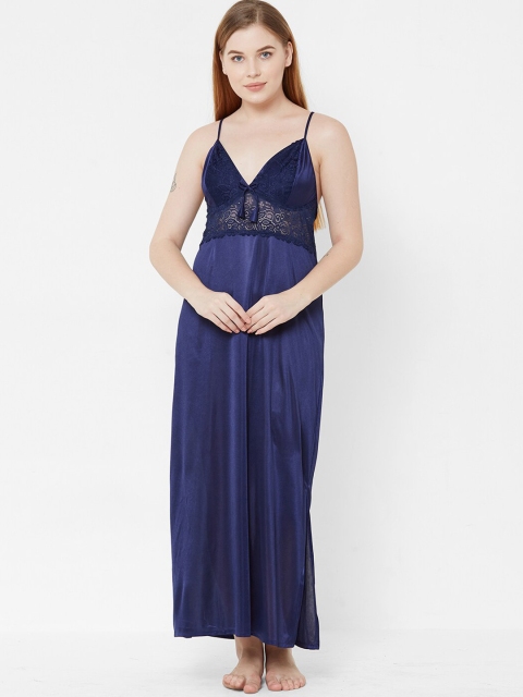 

FashionRack Navy Blue Solid Nightdress