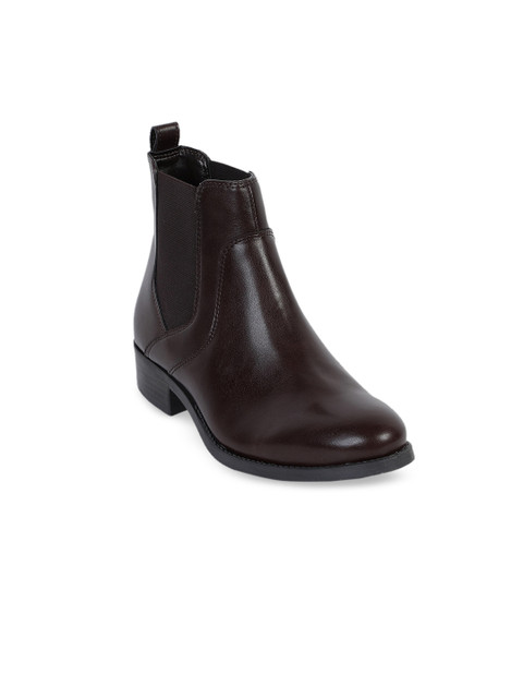 

Mode by Red Tape Women Brown Solid Mid-Top Flat Boots