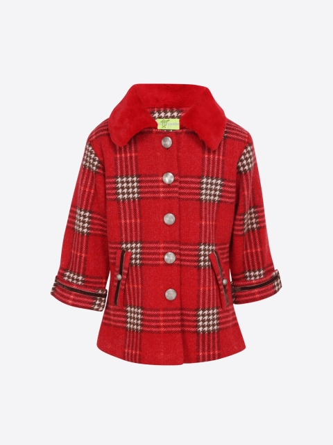 

CUTECUMBER Girls Red Checked Tailored Jacket