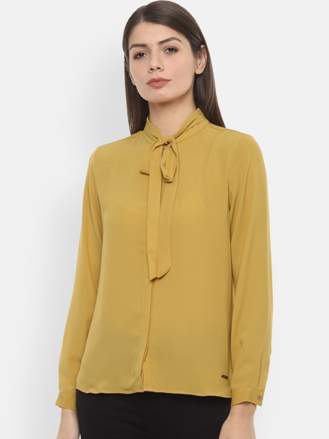 

Van Heusen Woman Women Mustard Yellow Regular Fit Solid Casual Shirt