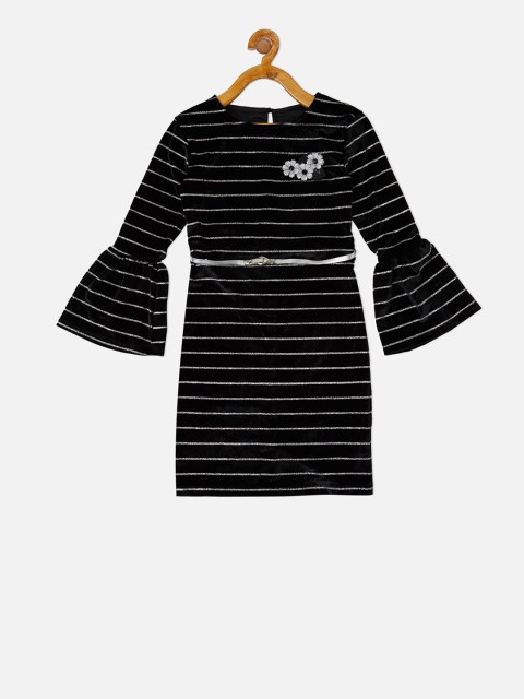 

VITAMINS Girls Black Striped Sheath Dress