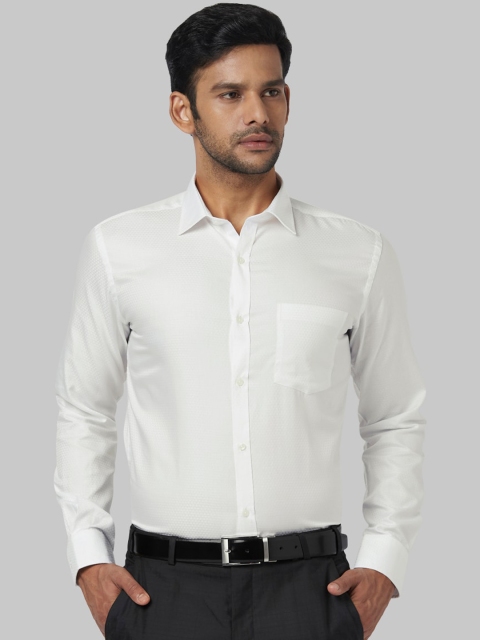 

Park Avenue Men White Regular Fit Printed Formal Shirt