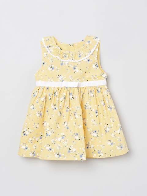 

max Girls Yellow & White Printed Fit and Flare Dress