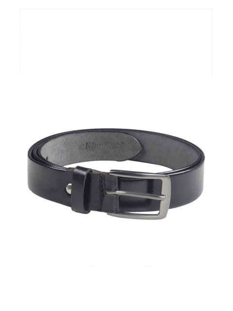 

Khadims Men Black Solid Leather Belt