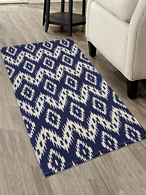 

Saral Home Blue & White Geometric Print Multi-Purpose Dhurrie