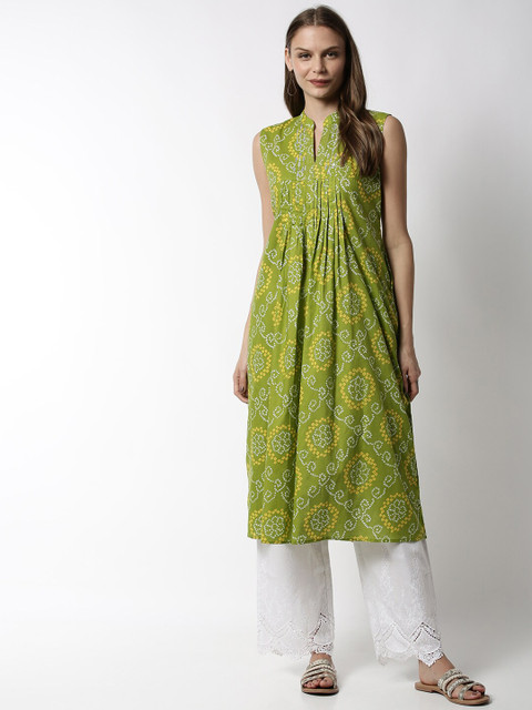 

Soch Women Green Printed A-Line Kurta