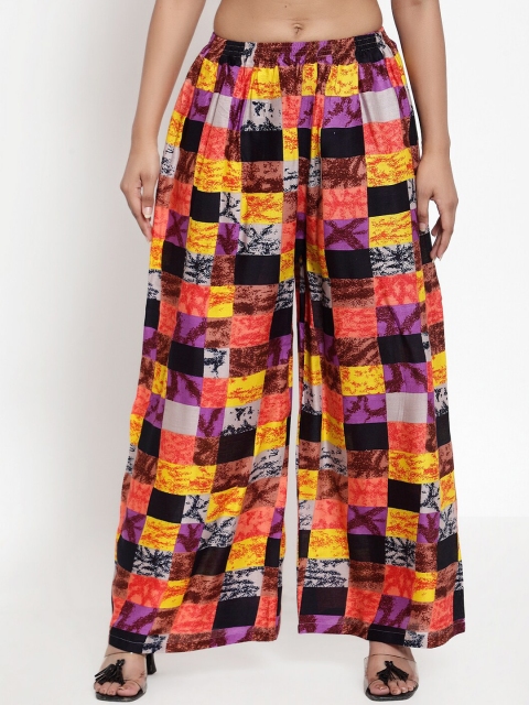 

NEUDIS Women Yellow & Pink Printed Wide Leg Palazzos