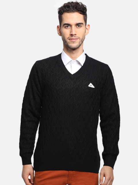

Monte Carlo Men Black Self Design Pullover Sweater